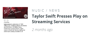 Taylor Swift Presses Play on Streaming Services